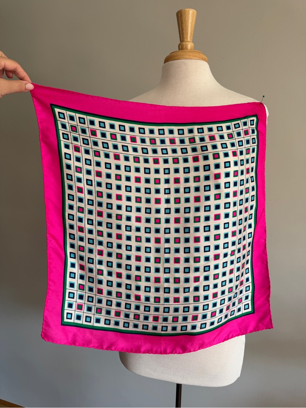 Vintage Mademoiselle 100% Silk Squaee Scarf
